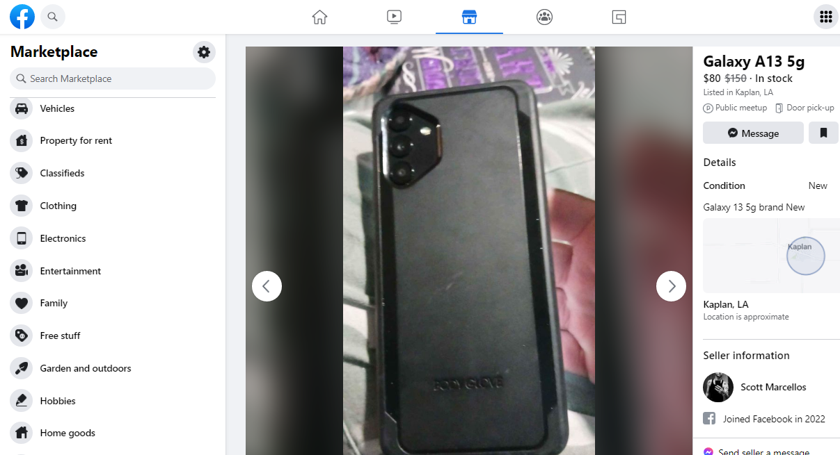 facebook marketplace phone scammer